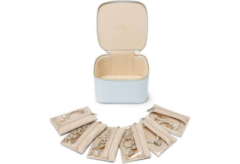 LuxusKollektion Schmuckset Schmuckkästchen Reise Schmuckbeutel 6 Ohrringe Damen Hellblau von LuxusKollektion