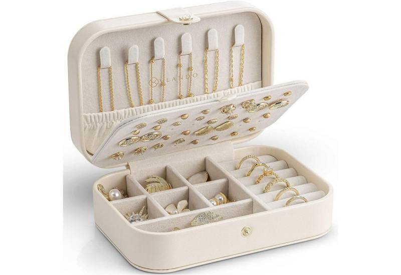 LuxusKollektion Schmuckset Schmuckkästchen Reiseetui Ohrringe Geschenk Frauen Beige von LuxusKollektion