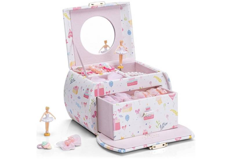 LuxusKollektion Schmuckset Schmuckkästchen Spieluhr Mädchen Schubladen Leder Prinzessinmuster von LuxusKollektion