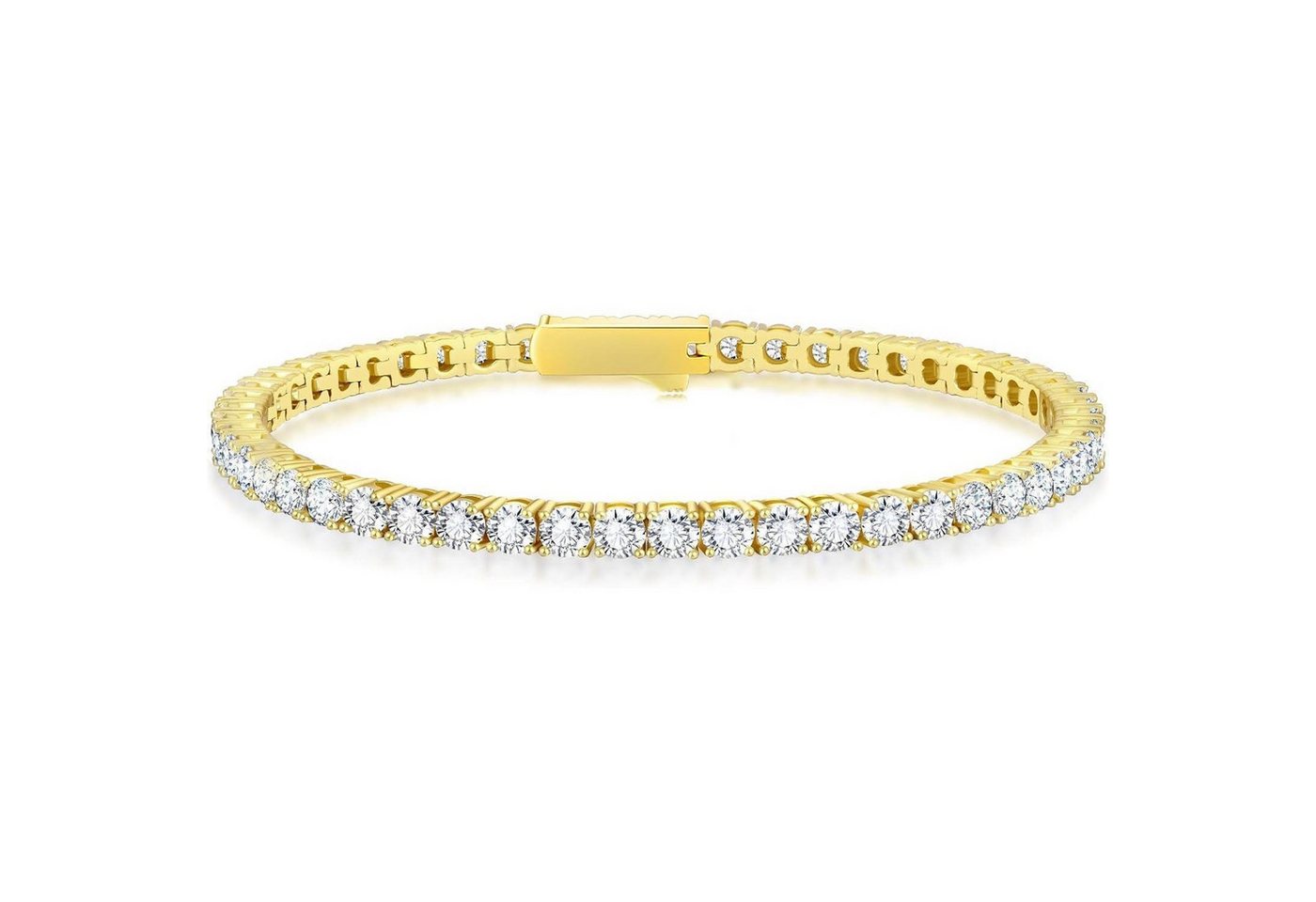 LuxusKollektion Schmuckset Tennisarmband Damen 14K Gold Zirkonia IcedOut Gold-3mm 16.5 Zentimeter von LuxusKollektion