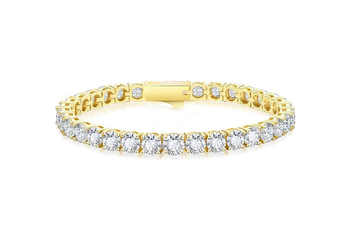 LuxusKollektion Schmuckset Tennisarmband Damen 14K Weißgold Zirkonia Gold-5mm 16.5 Zentimeter von LuxusKollektion