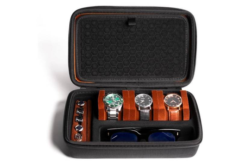 LuxusKollektion Schmuckset Uhrenetui Brillen Gepolsterte 3 Fächer mit Brillen- und Zubehörfach von LuxusKollektion