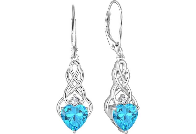 LuxusKollektion Schmuckset Unendlichkeit Keltischer Knoten Ohrringe 925 Sterling Silber Aquamarin von LuxusKollektion