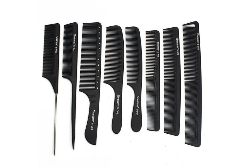 LuxusKollektion Schneidekamm Professionelles Hitzebeständiges Carbon Comb Set in Weiß/Schwarz von LuxusKollektion