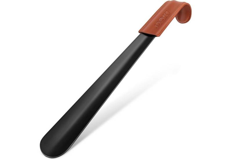NINEMAX Schuhlöffel Schuhlöffel Metall Lang 42cm Schwarz Ledergriff Shoe Horn von NINEMAX