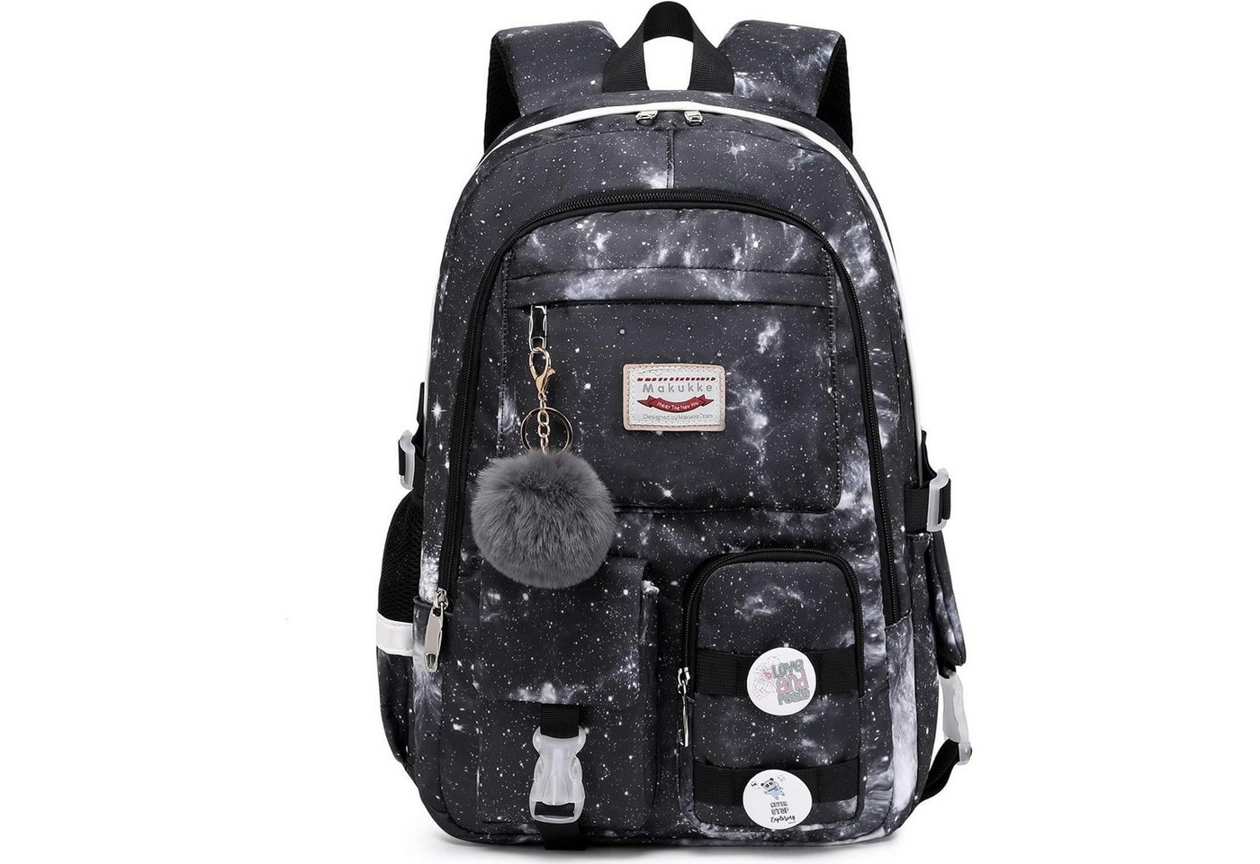 LuxusKollektion Schulrucksack Rucksack Damen Schulrucksack Mädchen Teenager L Grau-sternenhimmel von LuxusKollektion