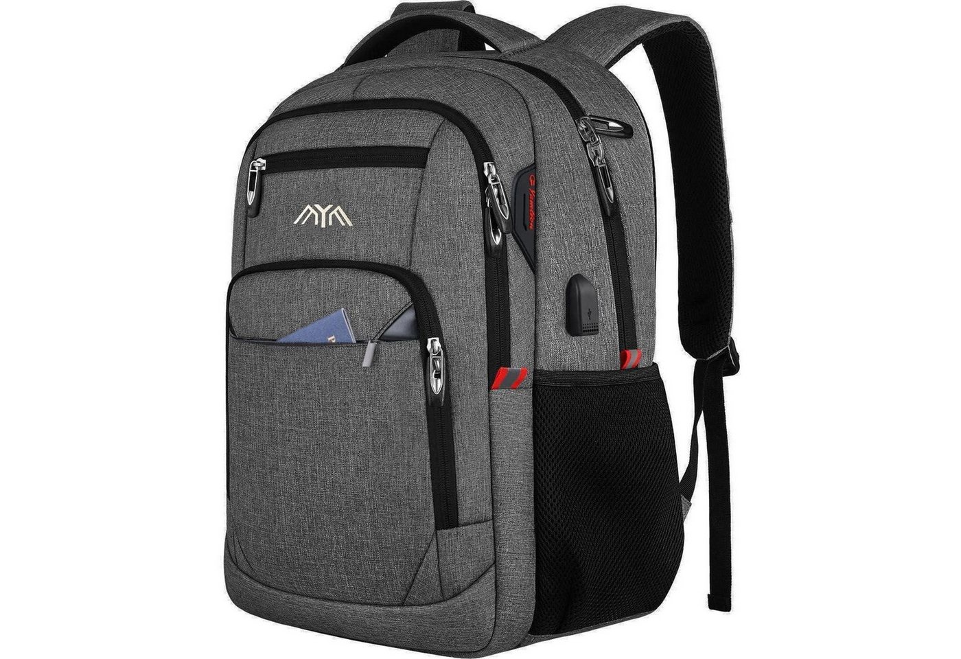 LuxusKollektion Schulrucksack Schulrucksack Laptop USB Ladeanschluss Jungen Grau230 15,6 Zoll von LuxusKollektion