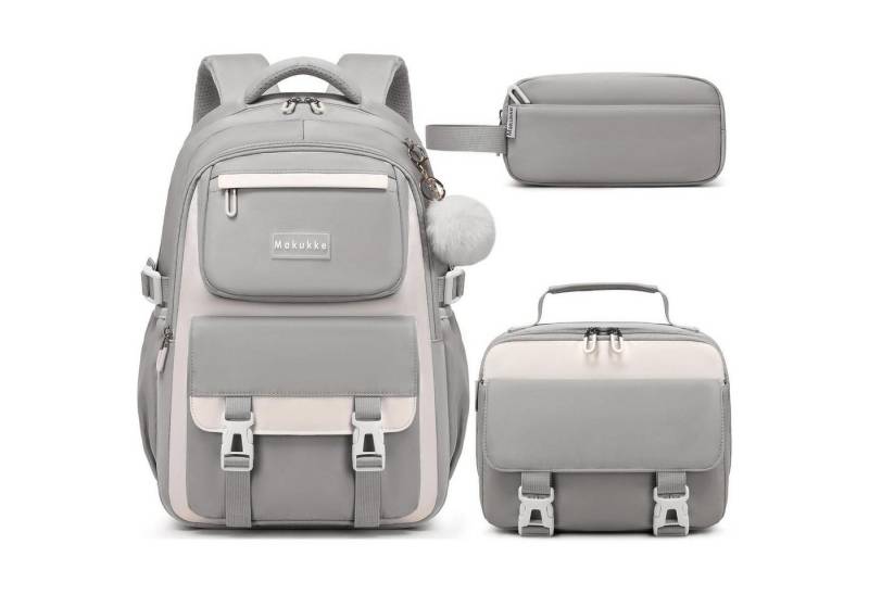 LuxusKollektion Schulrucksack Schulrucksack Mädchen Teenager Wasserdicht 30L Multi Tasche Grau von LuxusKollektion