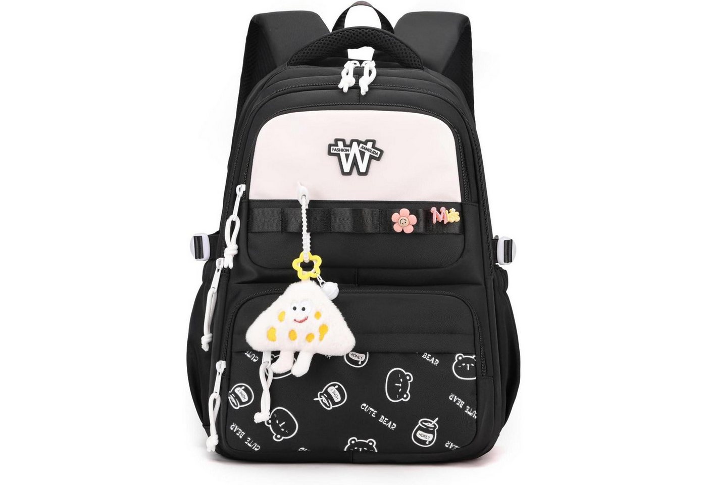 LuxusKollektion Schulrucksack Schulrucksack Mädchen Wasserdicht Mehrfachfächer Schwarz 10schwarz von LuxusKollektion