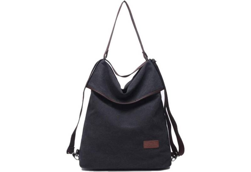 LuxusKollektion Schultertasche Canvas Schultertasche Rucksack Damen Vintage Hobo in Schwarz Grau von LuxusKollektion