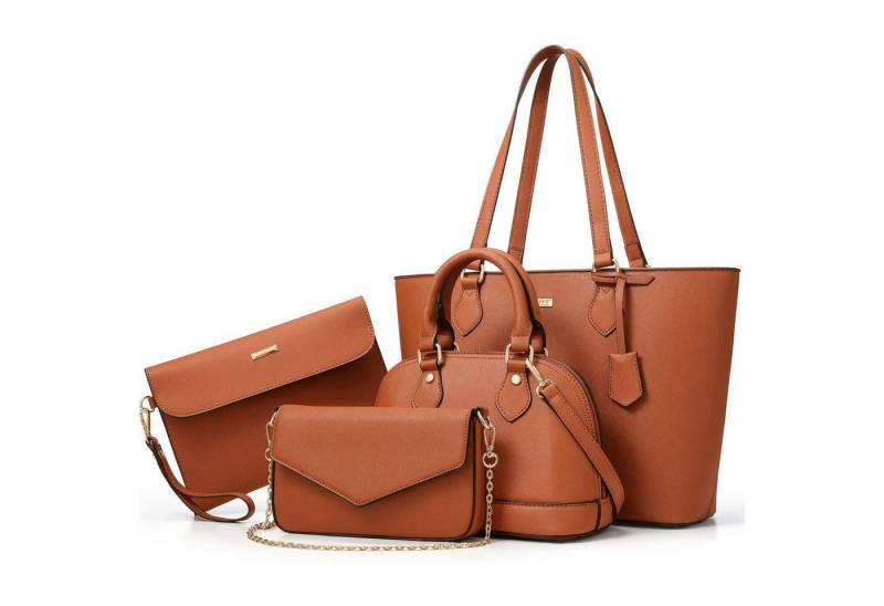LuxusKollektion Schultertasche Damen Handtasche 4-teiliges Set Büro Schule Einkauf Reise Geschenk von LuxusKollektion