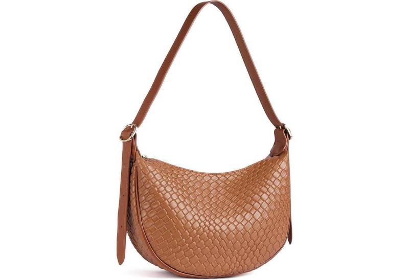 LuxusKollektion Schultertasche Damen Handtasche Geflochtene Umhängetasche Schultertasche Braun von LuxusKollektion