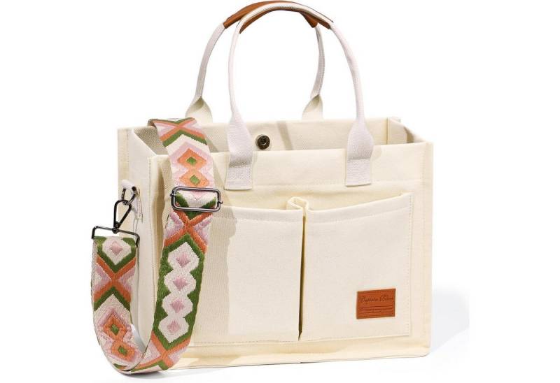 LuxusKollektion Schultertasche Große Damen Canvas Tote Bag mit Fächern für Uni und Schule von LuxusKollektion