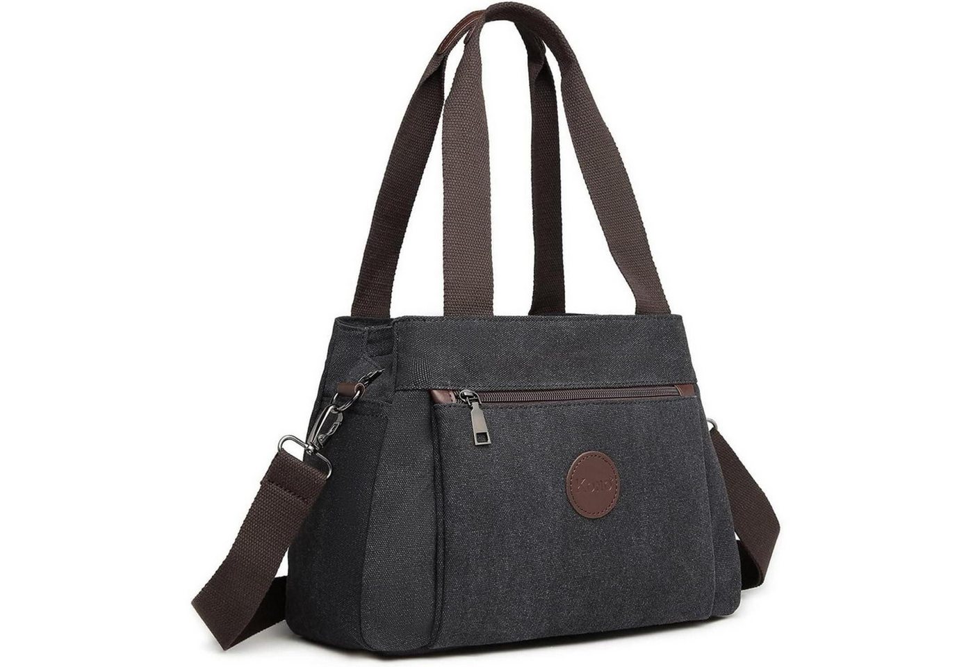 LuxusKollektion Schultertasche Handtasche Canvas Frauen Schultertasche Schwarz von LuxusKollektion