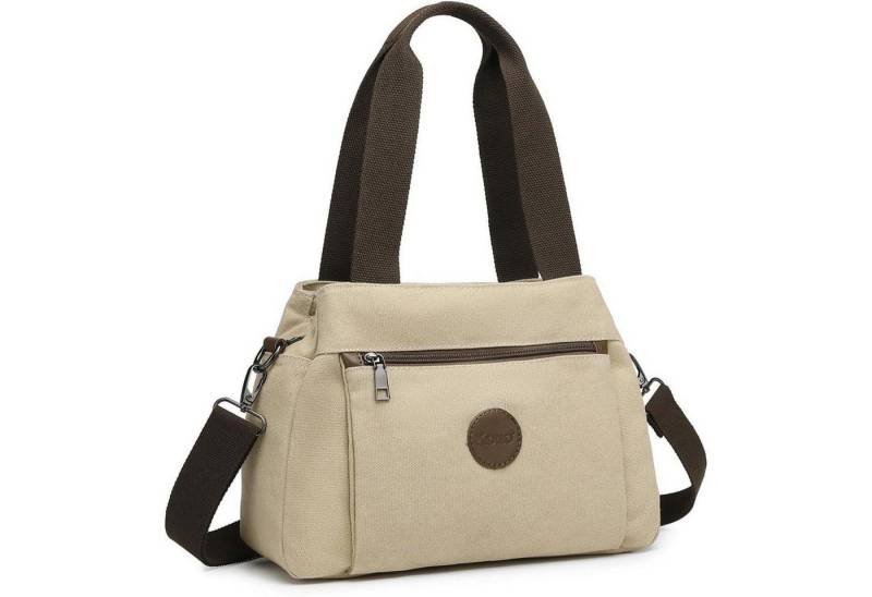 LuxusKollektion Schultertasche Handtasche Canvas Schultertasche Frauen Khaki von LuxusKollektion