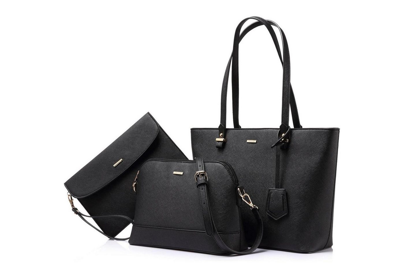 LuxusKollektion Schultertasche Handtasche Damen Blau Leder 3-teiliges Set groß Tote Büro Schule Reise von LuxusKollektion