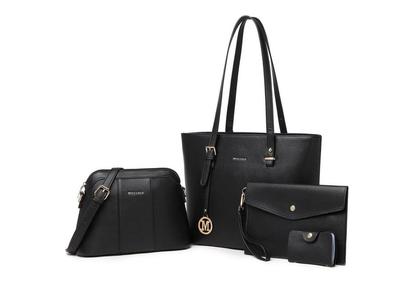 LuxusKollektion Schultertasche Handtasche Damen Schultertasche Tragetasche Einheitsgröße 3-3 Schwarz von LuxusKollektion
