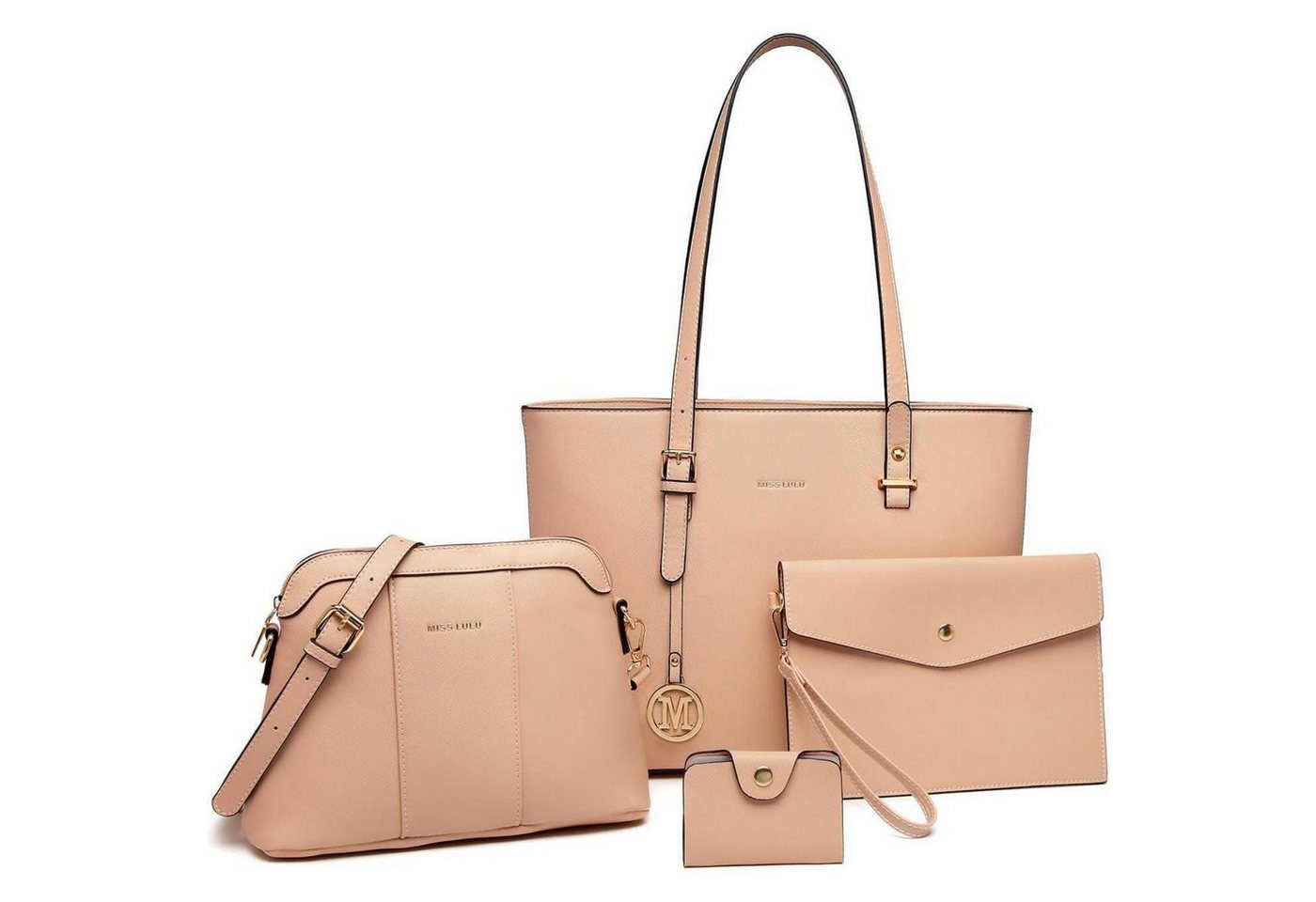 LuxusKollektion Schultertasche Handtasche Damen Schultertasche Tragetasche Set Einheitsgröße 3-1 Rosa von LuxusKollektion