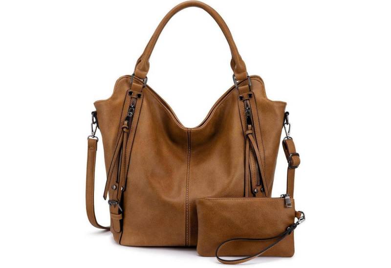 LuxusKollektion Shopper Damen Handtasche Set Leder Shopper Schultertasche Hobo Geldbörse Reise von LuxusKollektion