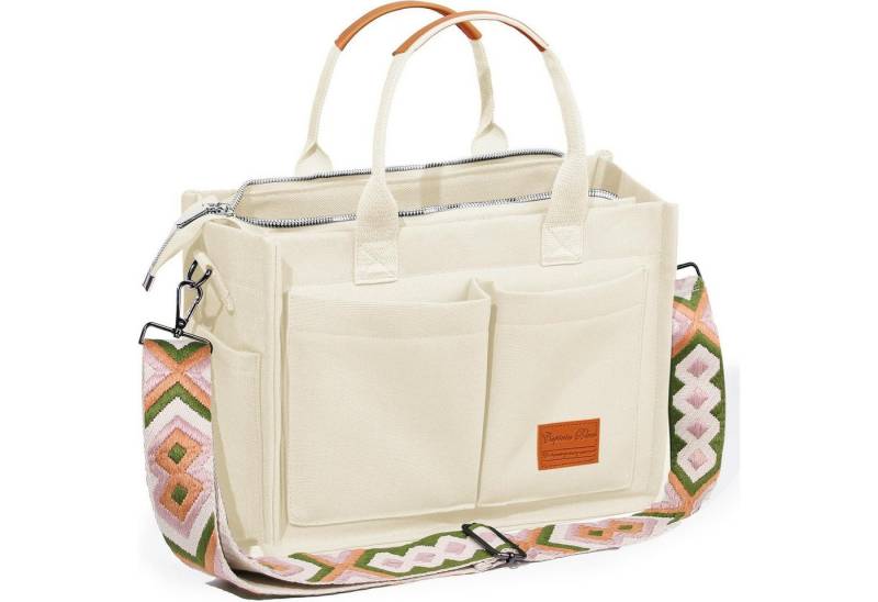 LuxusKollektion Shopper Große Canvas Tote Bag für Damen Arbeitstasche mit Fächern und von LuxusKollektion