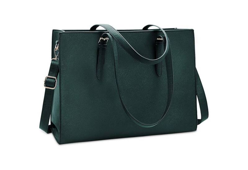 LuxusKollektion Shopper Große Damen Handtasche Schwarz Leder Laptop Umhängetasche 15.6 Zoll von LuxusKollektion