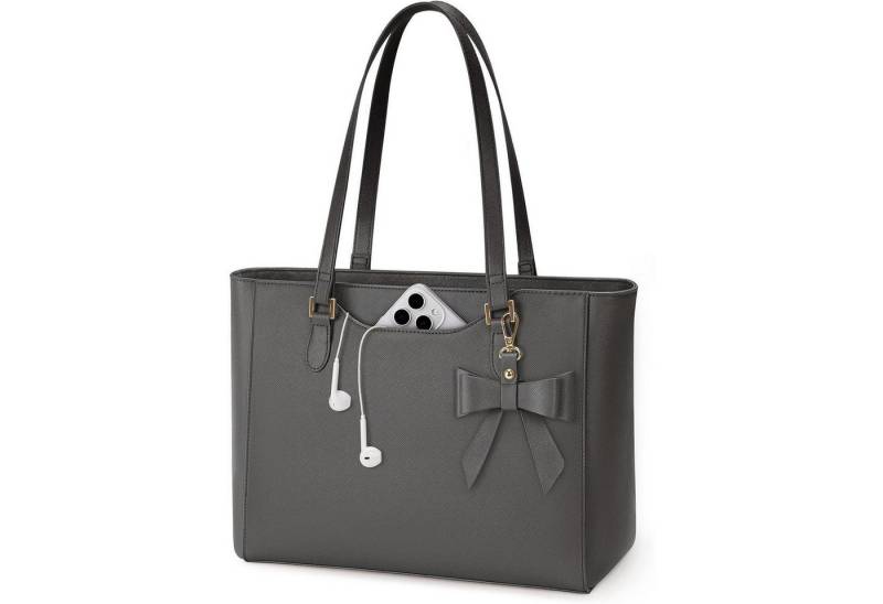 LuxusKollektion Shopper Handtasche Damen Leder wasserdicht Shopper Arbeitstasche Grau von LuxusKollektion