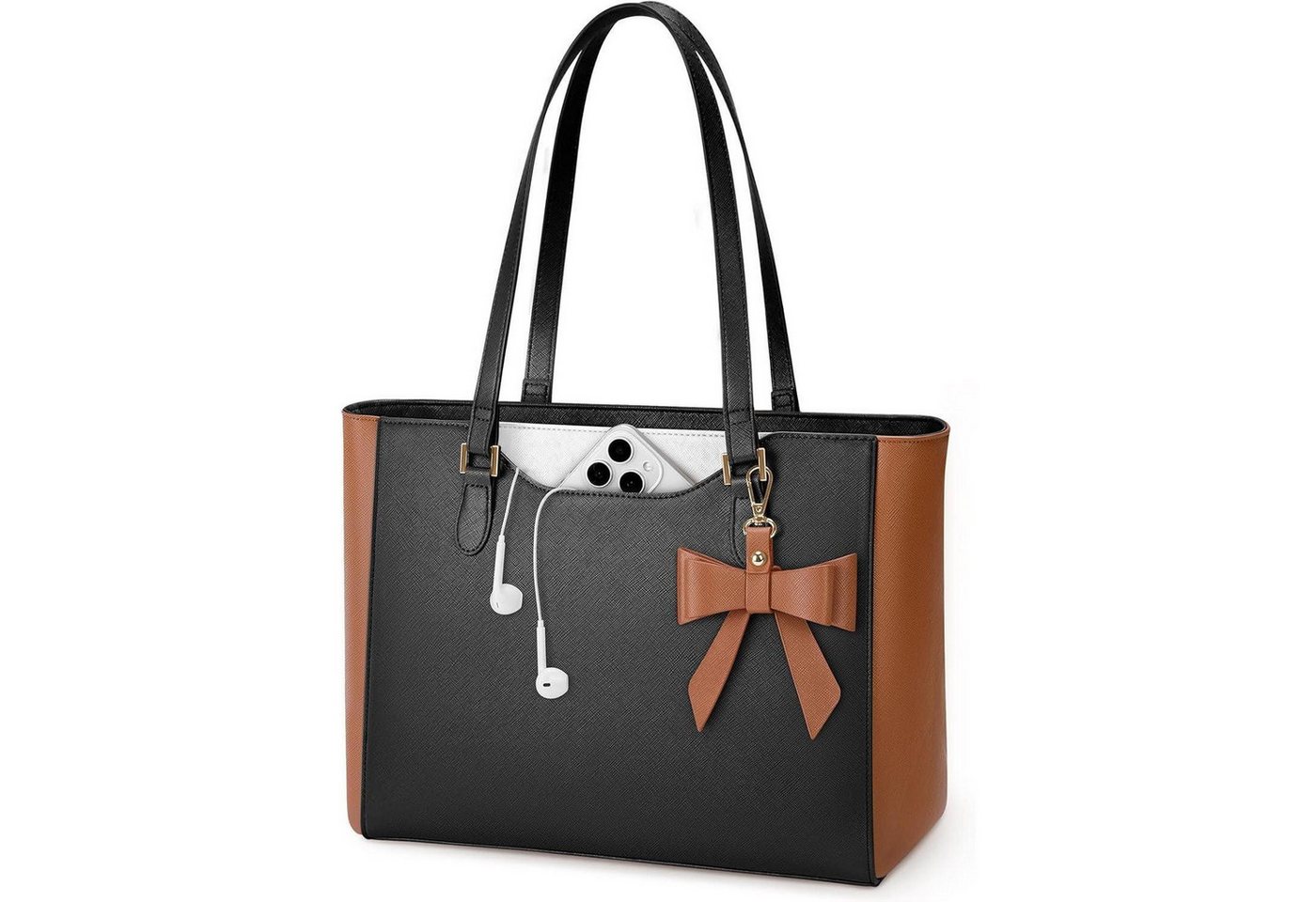 LuxusKollektion Shopper Handtasche Damen Shopper Groß Leder Wasserdicht Schwarz braun weiß von LuxusKollektion