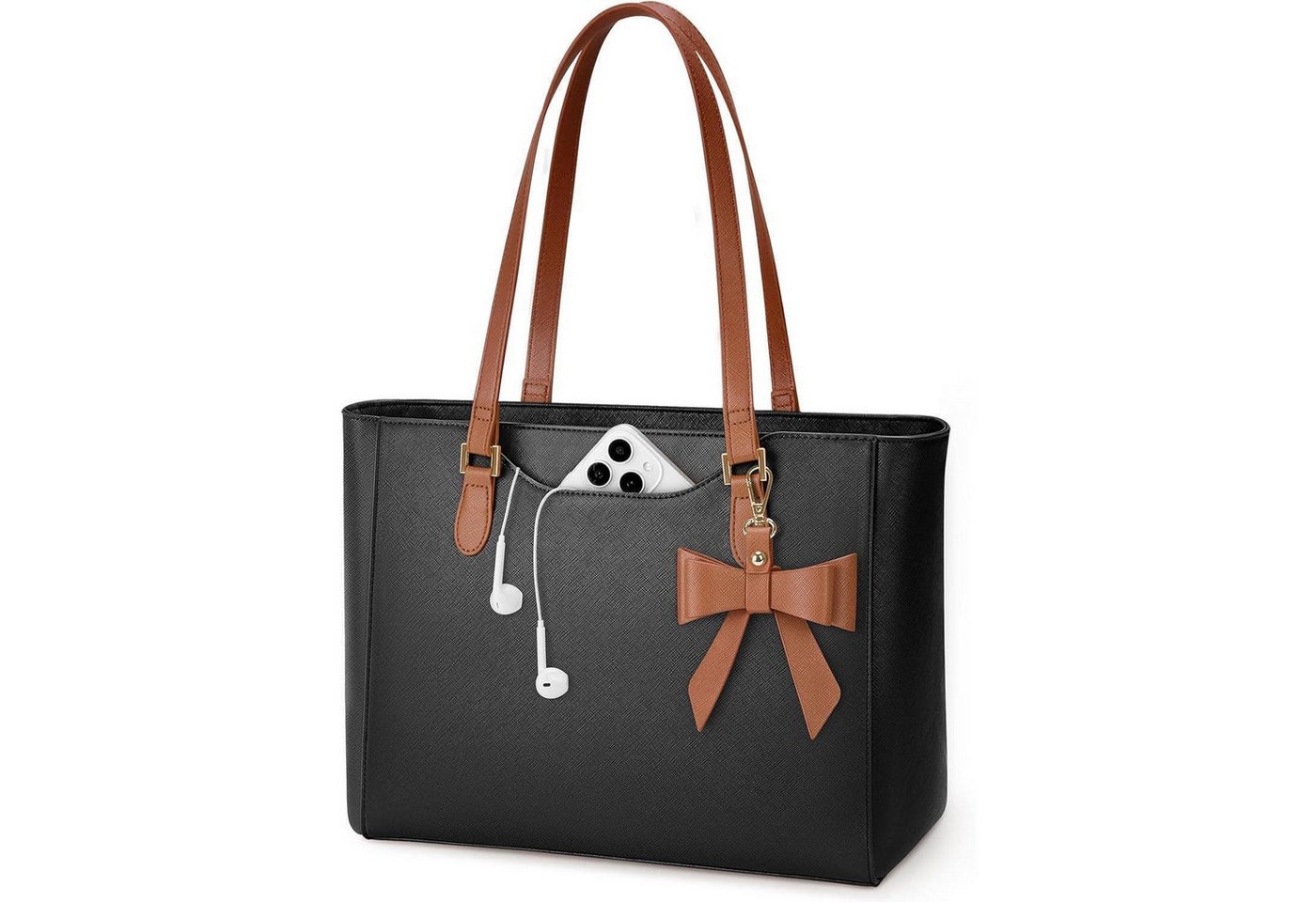 LuxusKollektion Shopper Handtasche Damen Shopper Groß Leder Wasserdichte Schwarz und Braun von LuxusKollektion