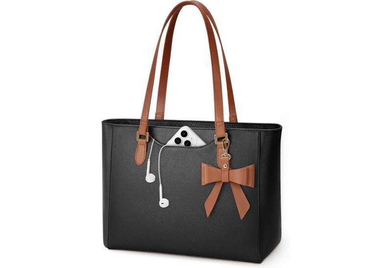 LuxusKollektion Shopper Handtasche Damen Shopper Groß Leder Wasserdichte Schwarz und Braun von LuxusKollektion