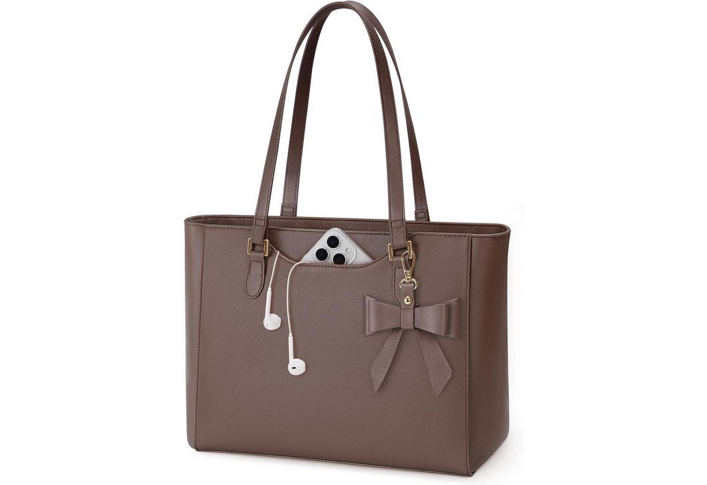LuxusKollektion Shopper Handtasche Damen Shopper Leder Schultertasche Umhängetasche Kaffee von LuxusKollektion