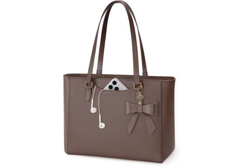 LuxusKollektion Shopper Handtasche Damen Shopper Leder Schultertasche Umhängetasche Kaffee von LuxusKollektion