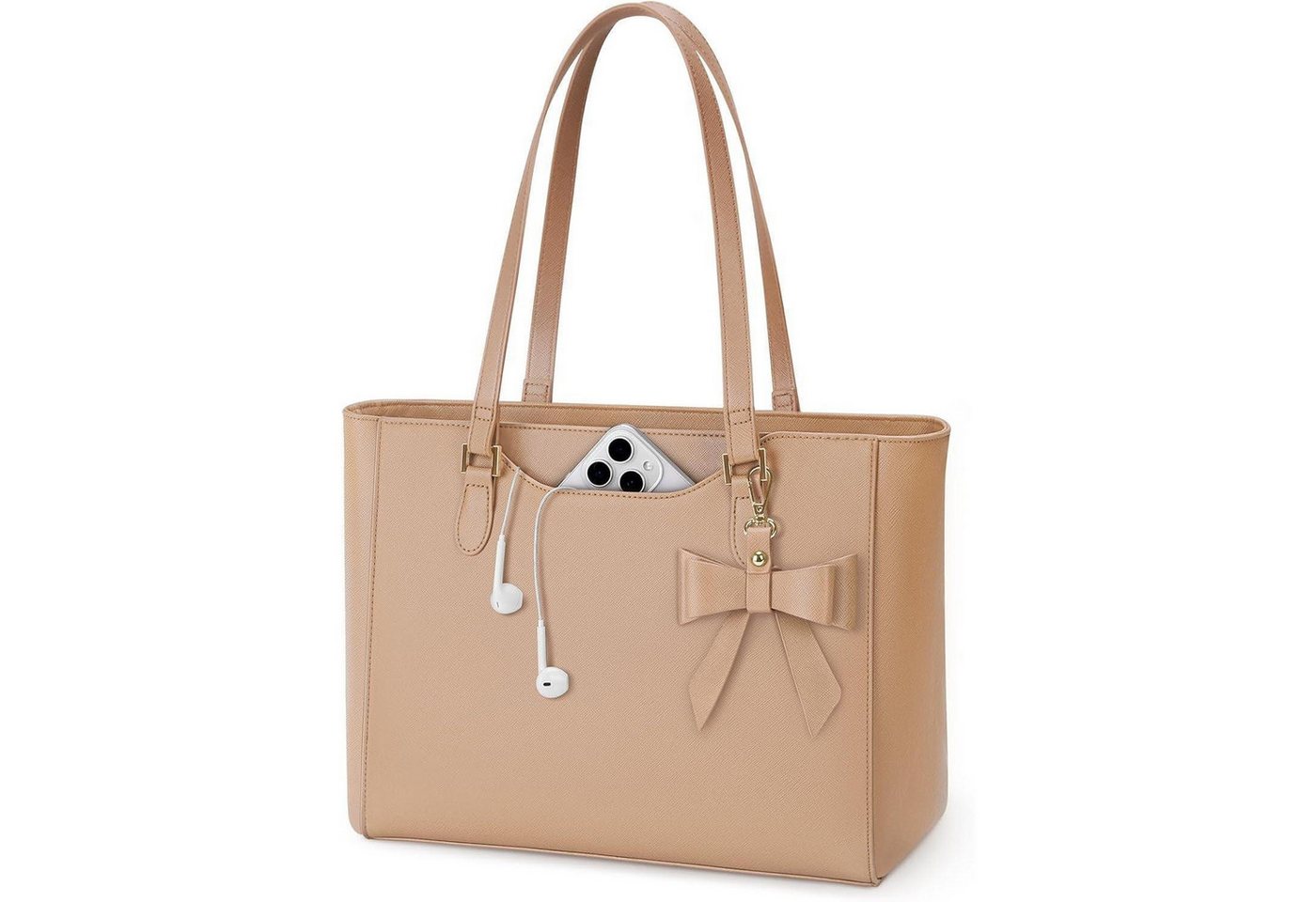 LuxusKollektion Shopper Handtasche Damen Shopper Leder Tote Umhängetasche Business Khaki von LuxusKollektion