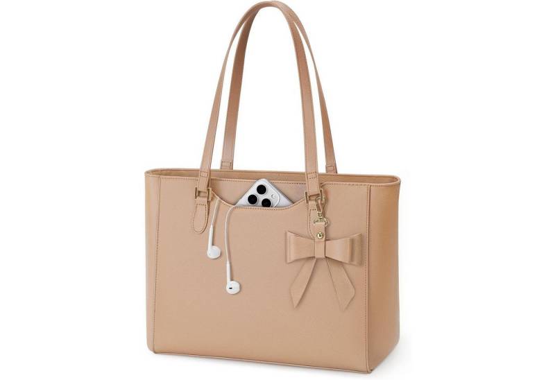 LuxusKollektion Shopper Handtasche Damen Shopper Leder Tote Umhängetasche Business Khaki von LuxusKollektion