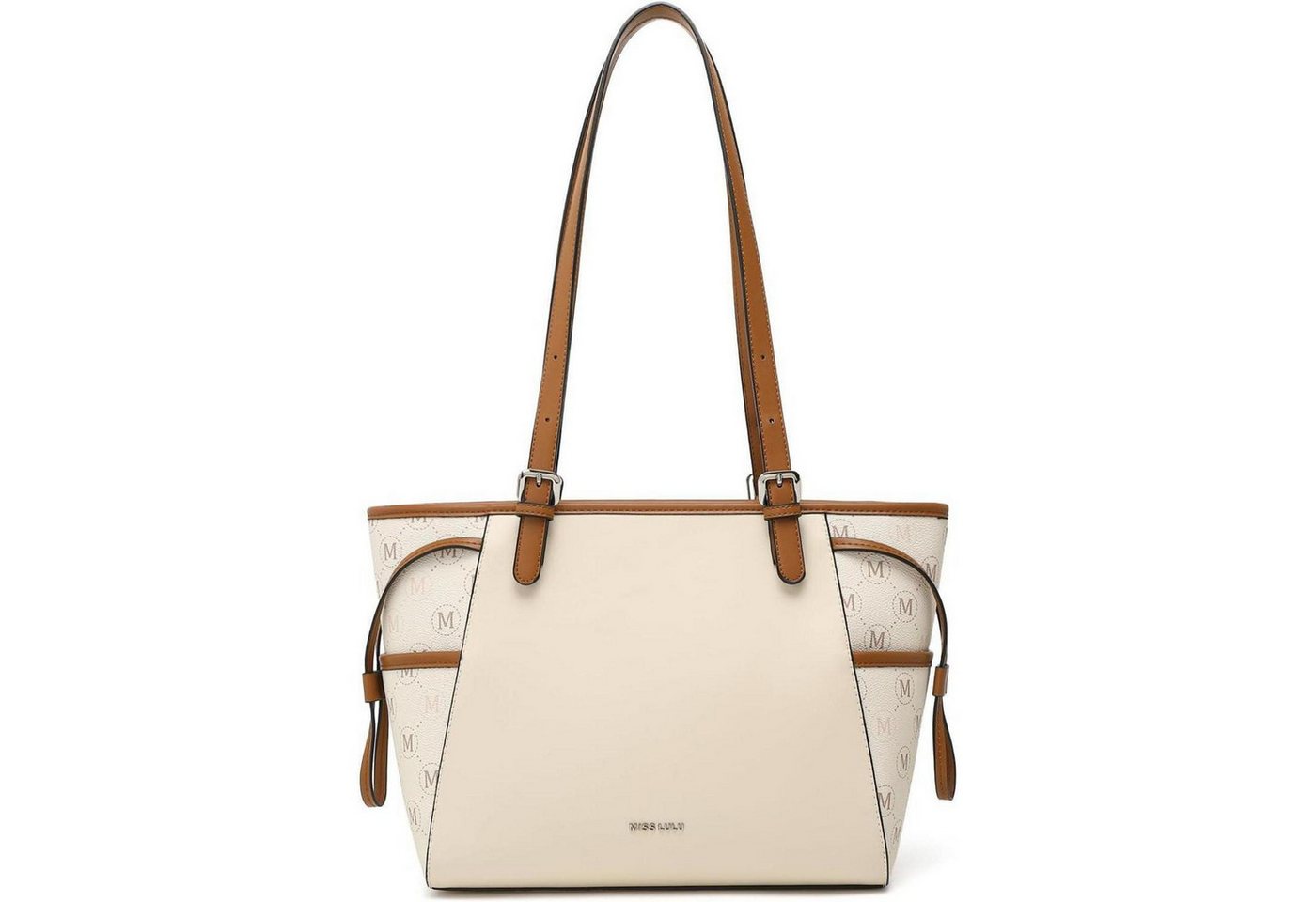 LuxusKollektion Shopper Handtasche Damen Shopper Schultertasche PU Leder L Beige & Braun von LuxusKollektion