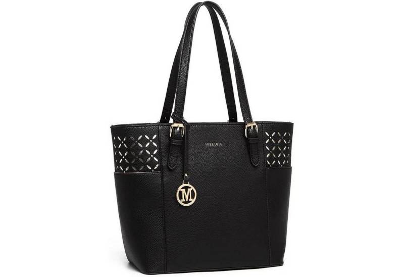 LuxusKollektion Shopper Handtasche Damen Shopper Schultertasche groß Arbeit 2-1 Schwarz von LuxusKollektion