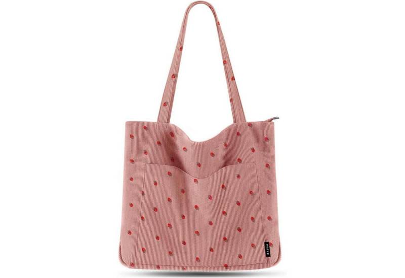 LuxusKollektion Shopper Handtasche Damen Shopper Umhängetasche Cord Arbeit Reisen Erdbeerpink von LuxusKollektion