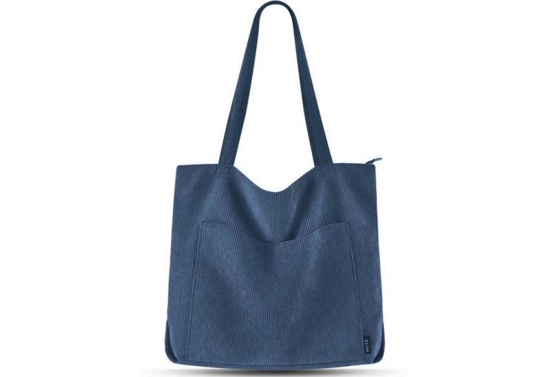 LuxusKollektion Shopper Handtasche Damen Tote Shopper Umhängetasche Cord Blau von LuxusKollektion