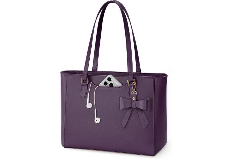 LuxusKollektion Shopper Handtasche Damen groß wasserdicht Leder Arbeitstasche Lila von LuxusKollektion