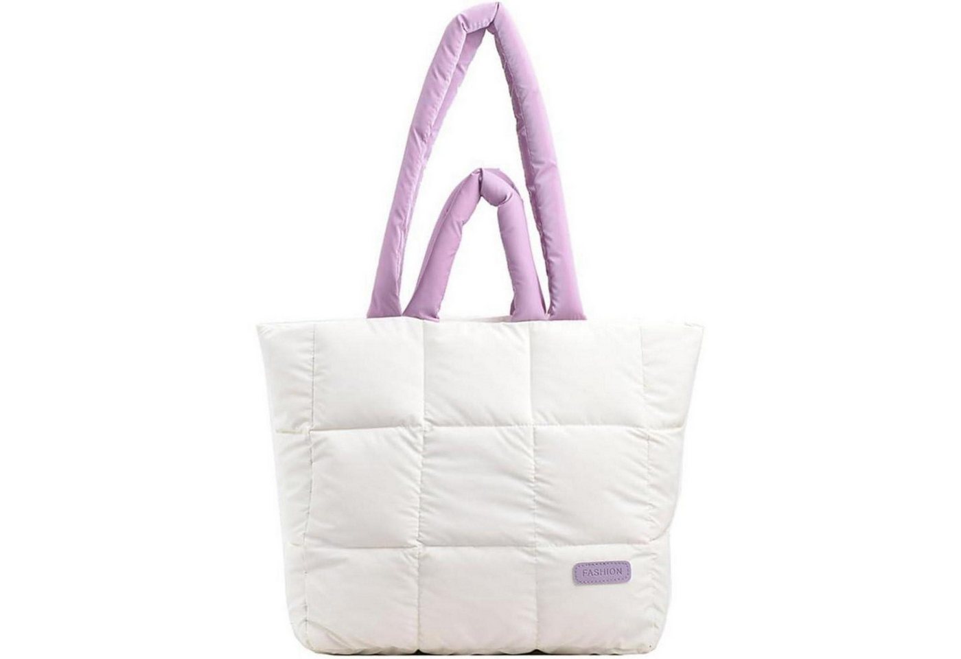 LuxusKollektion Shopper Handtasche Puffer Shopper groß Stepptasche Hobo Damen A-weiß+lila von LuxusKollektion