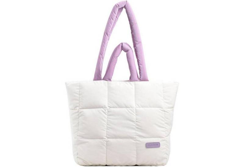 LuxusKollektion Shopper Handtasche Puffer Shopper groß Stepptasche Hobo Damen A-weiß+lila von LuxusKollektion