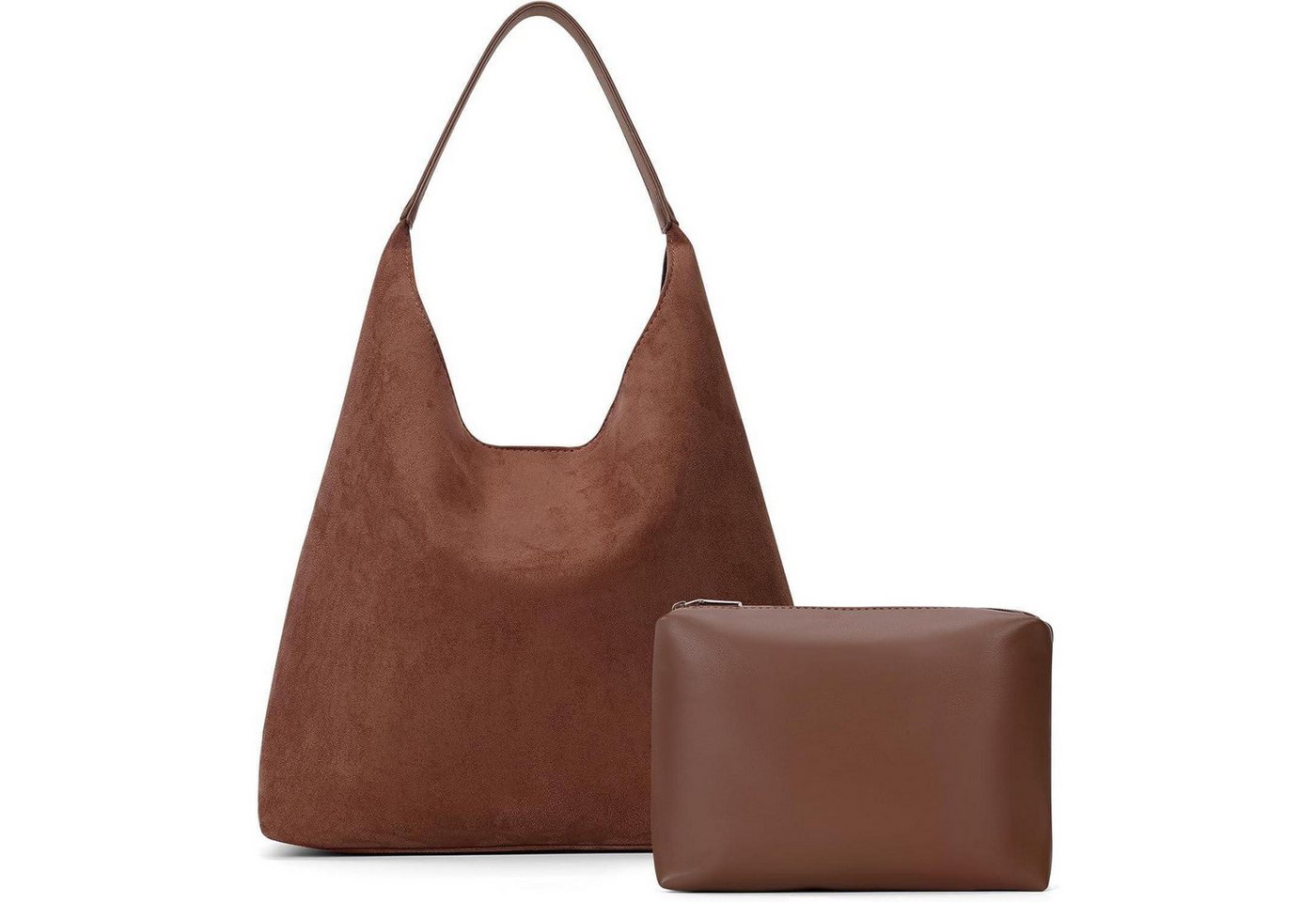 LuxusKollektion Shopper Handtasche Shopper Hobo Tote Bag Wildlederimitat Damen Braun1 von LuxusKollektion