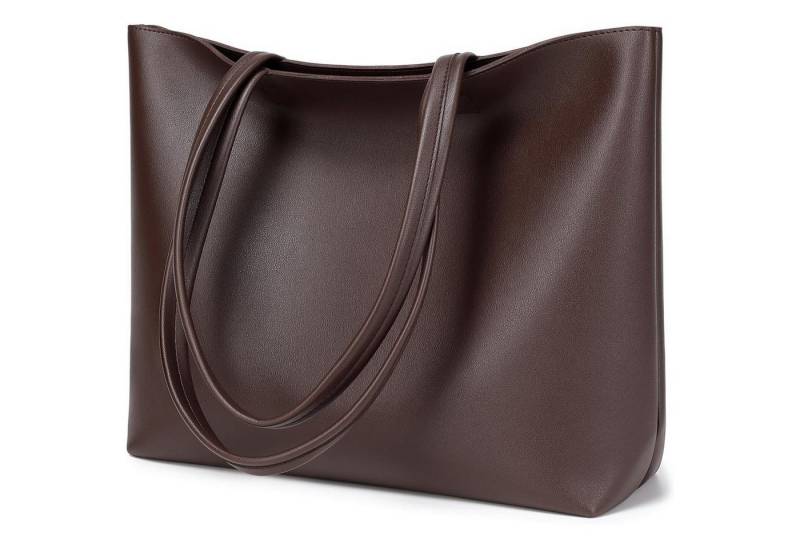 LuxusKollektion Shopper Handtaschen Damen PU Leder Tote Shopper Reissverschluss Coffee von LuxusKollektion