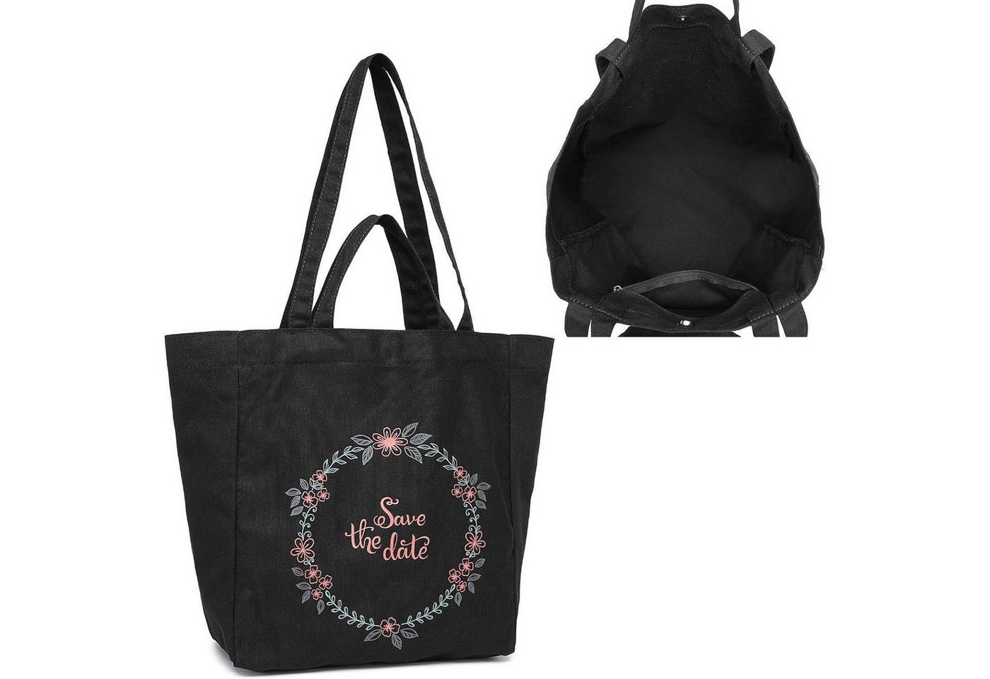 LuxusKollektion Shopper Shopper Damen Tote Bag Kapazität Shopping Schule 1-3 Schwarz von LuxusKollektion