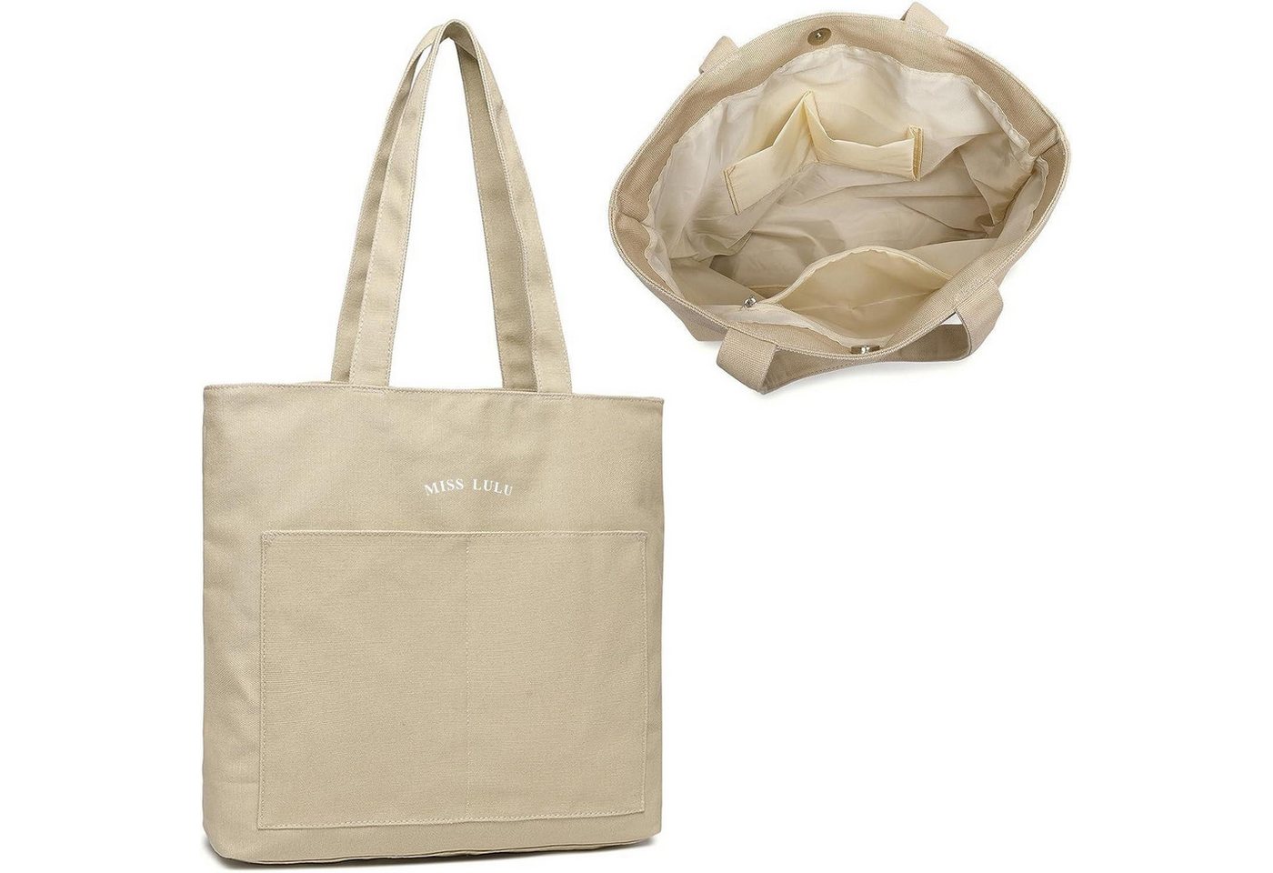 LuxusKollektion Shopper Shopper Damen Tote Bag Kapazität Umweltfreundlich Shopping 2-4 Khaki von LuxusKollektion