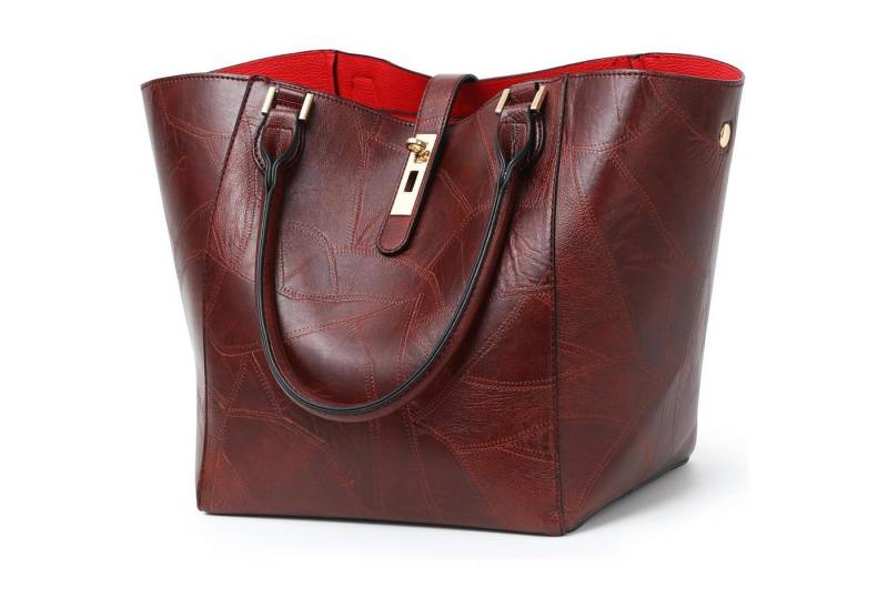 LuxusKollektion Shopper Shopper Tasche Leder Damen groß Schultertasche Arbeit Brown Patterned von LuxusKollektion