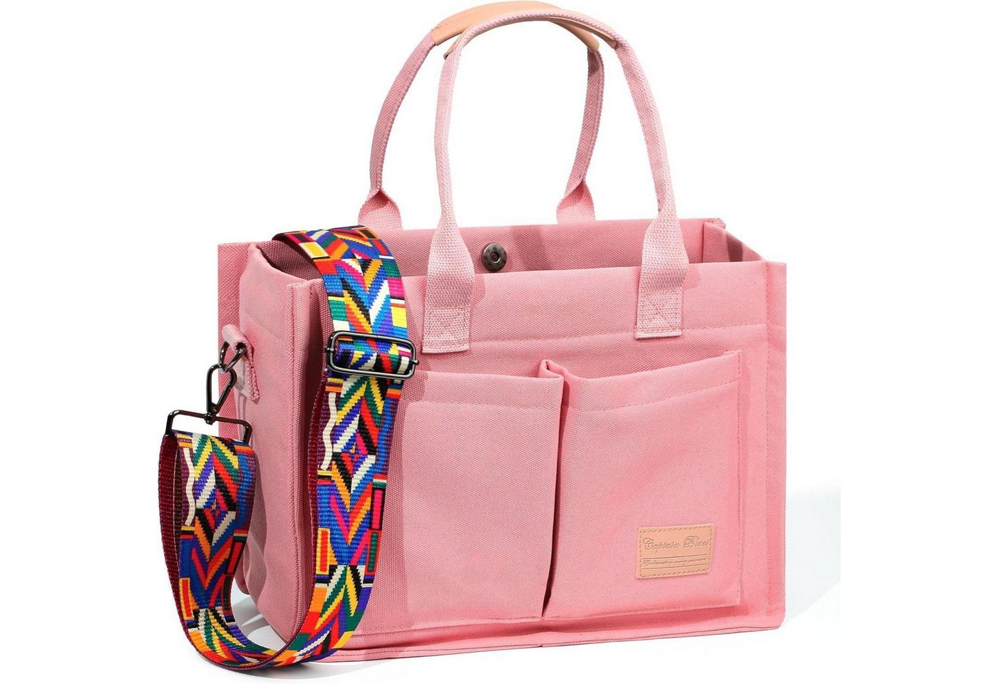 LuxusKollektion Shopper Tasche Canvas Damen Shopper Arbeitstasche Fächer Rosa von LuxusKollektion