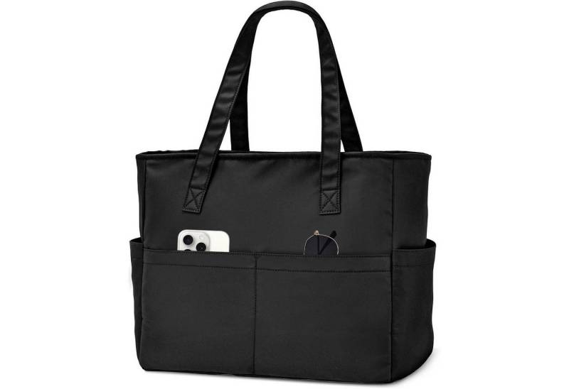 LuxusKollektion Shopper Tasche Laptoptasche 17 Zoll Wasserdicht Faltbar Damen Nylon schwarz von LuxusKollektion