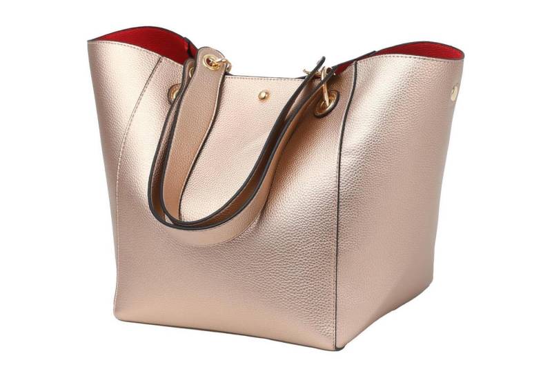 LuxusKollektion Shopper Taschen Damen Leder Groß Shopper Henkeltaschen Schultasche Gold von LuxusKollektion