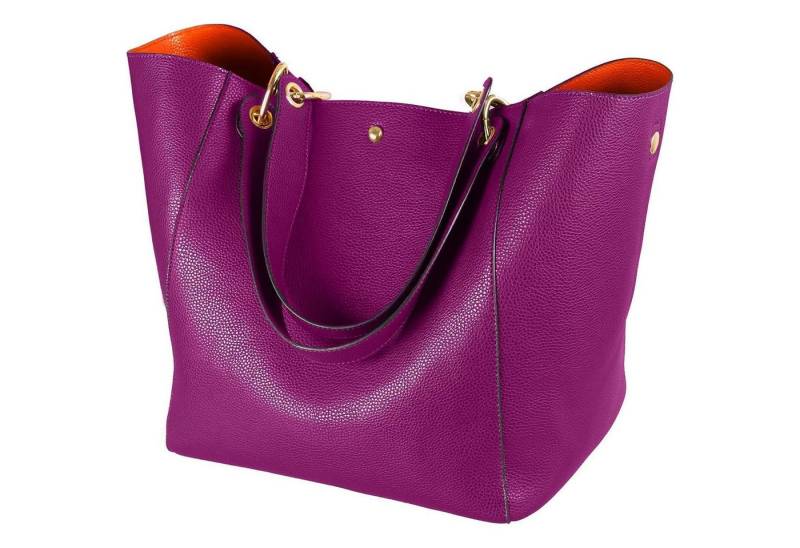LuxusKollektion Shopper Taschen Damen Leder Groß Shopper Henkeltaschen Schultasche Lila von LuxusKollektion
