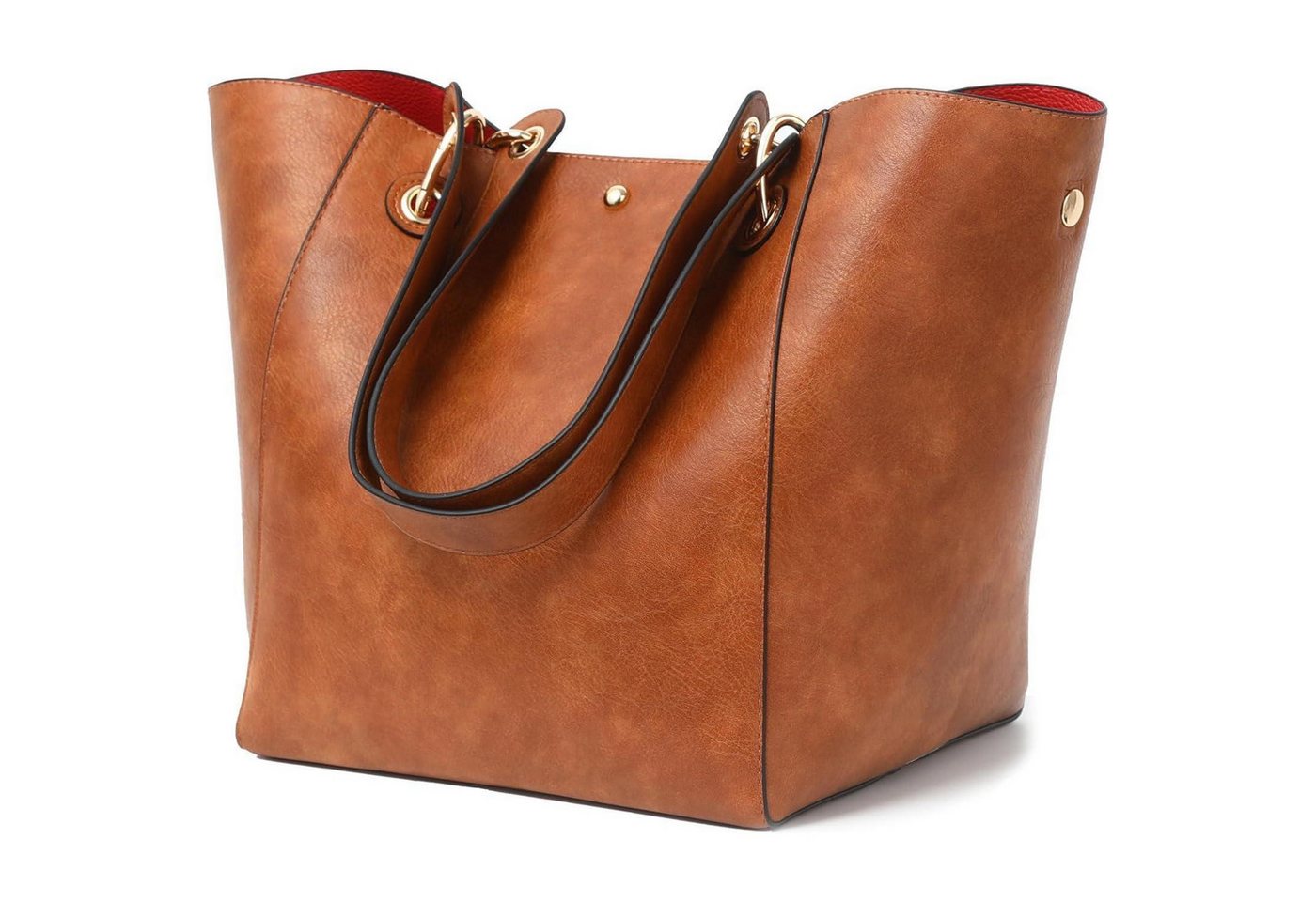 LuxusKollektion Shopper Taschen Damen Leder Shopper Henkeltaschen Schultasche Amber Braun von LuxusKollektion